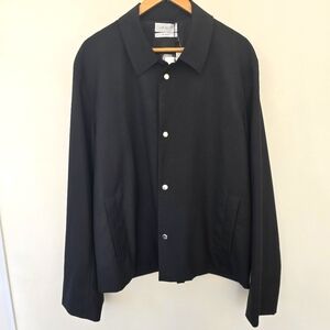 John Elliott Coach's Jacket Size 4/XL Solid Black Wool Italy NWT $898